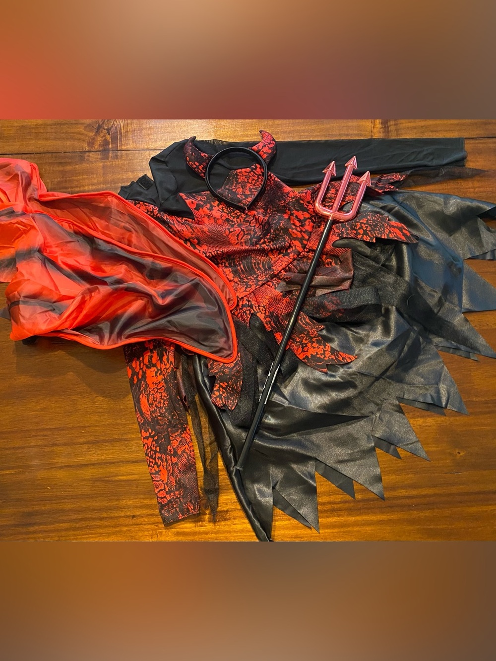 Red and Black Devil Halloween Costume - Girls 10